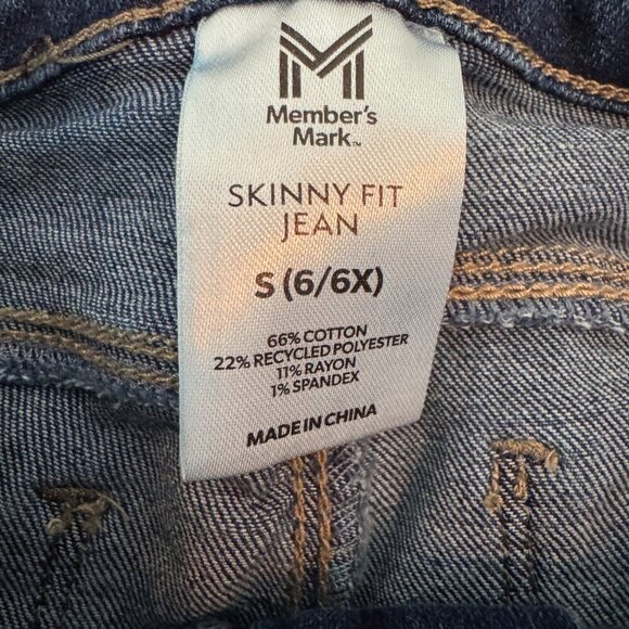 Girls Member’s Mark Skinny Jeans Size 6/6X | Dark Wash Stretch Denim Pants - Picture 3 of 5